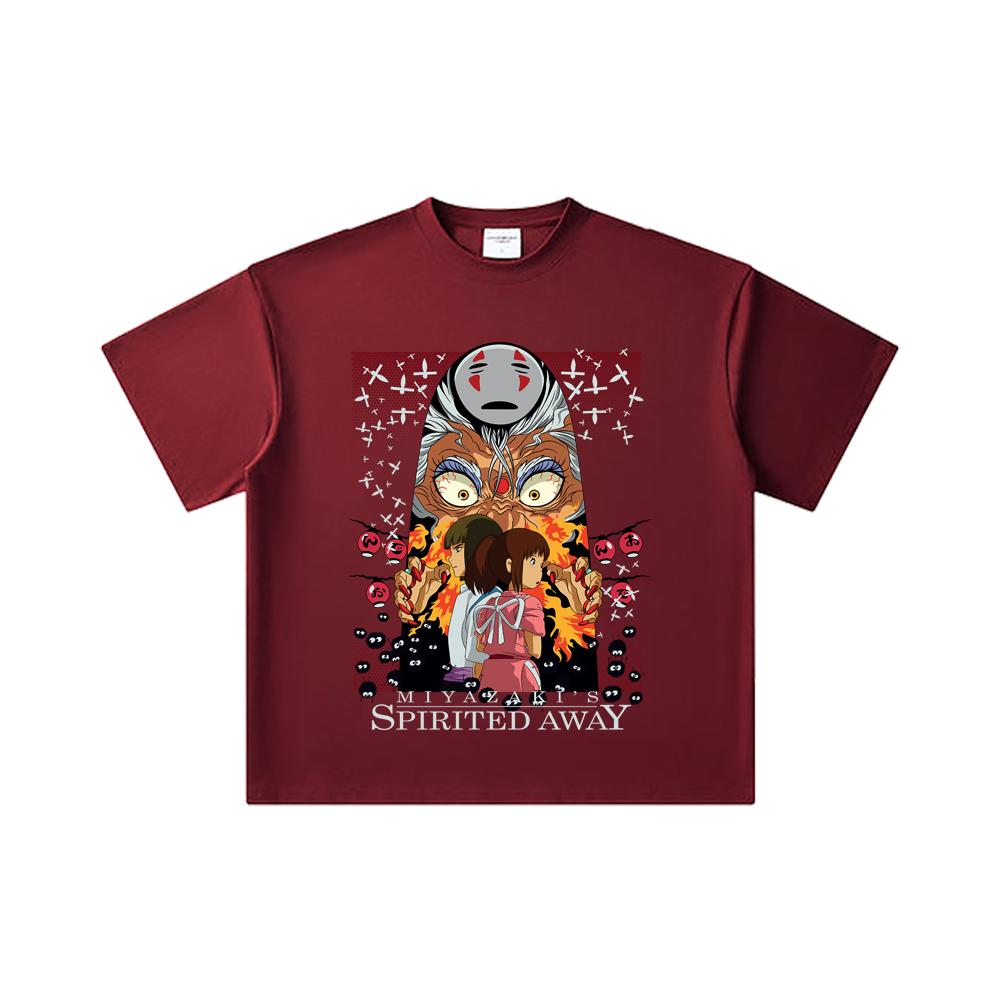 260 GSM Double Yarn 32 Count 100% Cotton Ghibli V1 Spirited Away Print Unisex Heavy Cotton T Shirt