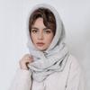 2 In 1 Knitted Hooded Scarf Solid Color Winter Crochet Beanie Hat New Neck Collar Hat  for Women