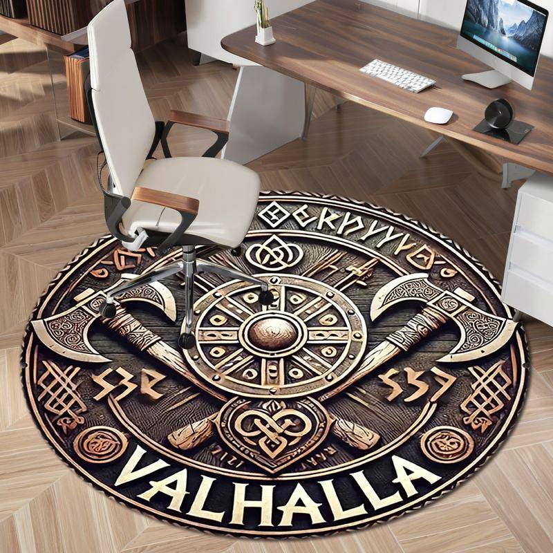 1Pc Viking theme Printed circular carpet, home door mat, outdoor travel protection carpet A1