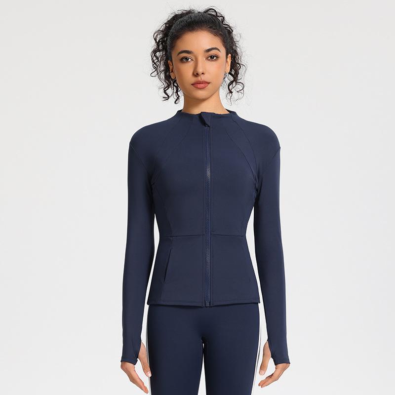 Giacca da Corsa da Donna Slim Fit ad Asciugatura Rapida - Manica Lunga, Top Casual con Zip per Palestra e Yoga, Primavera/Autunno.