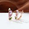 Multicolor Zircon Rainbow Stone Female Luxury Crystal Hoop Earrings Vintage Gold Color Bride Wedding  For Women