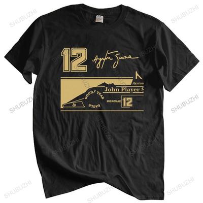 Bavlnené tričko pánske letné tričká Pánske tričko Novinka O-výstrih Topy Ayrton Senna Jps Tribute Tričko 12 Podpis Zábavné Pánske tričko