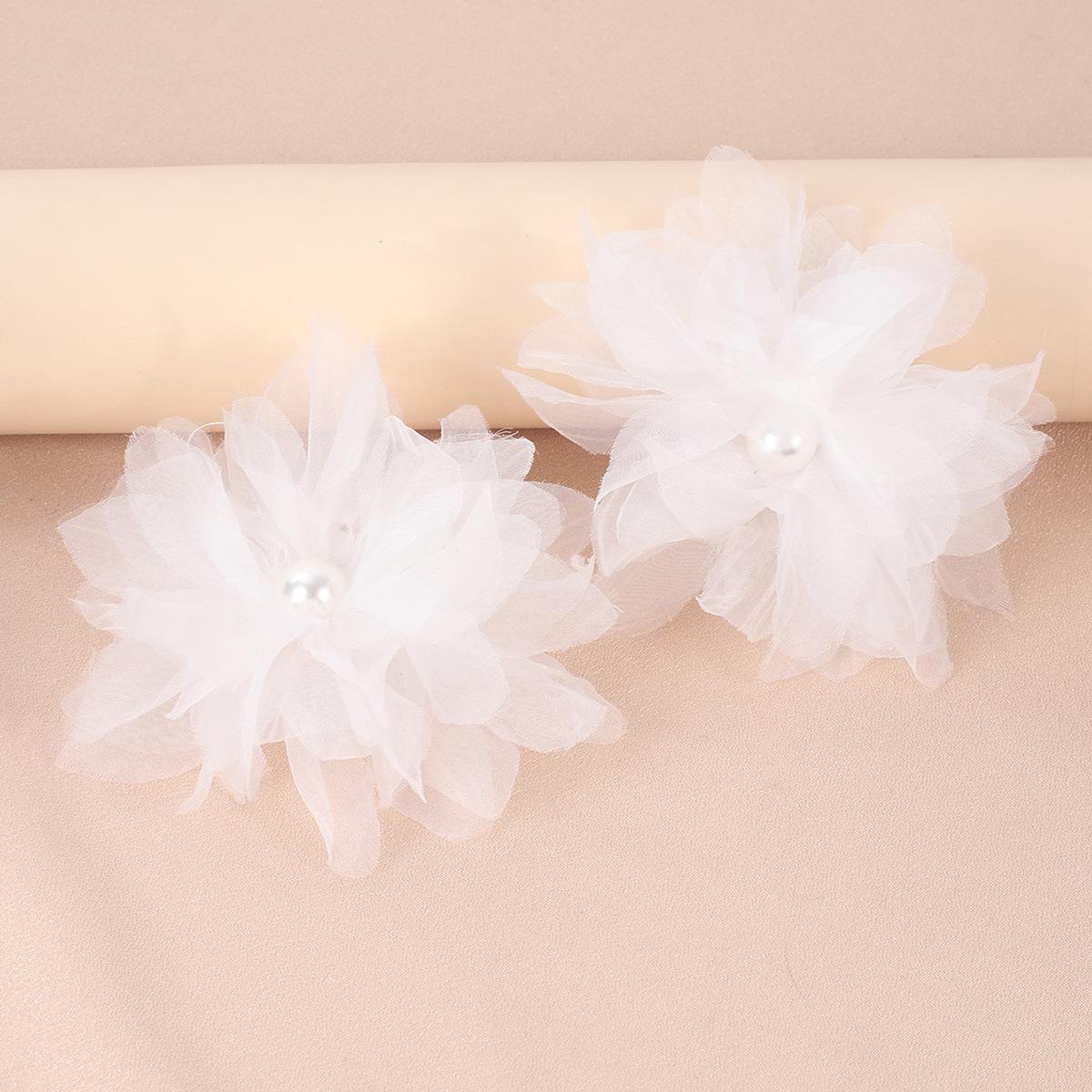 Summer Bohemian Lace Big Flower Earrings Tide, Fashion Personality Design Sense Pearl Earrings