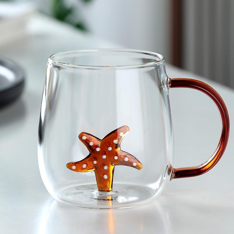 3D Animal & Plant Shaped Glass Cup, Creative Clear Mug with Handle, Cute Drinkware
