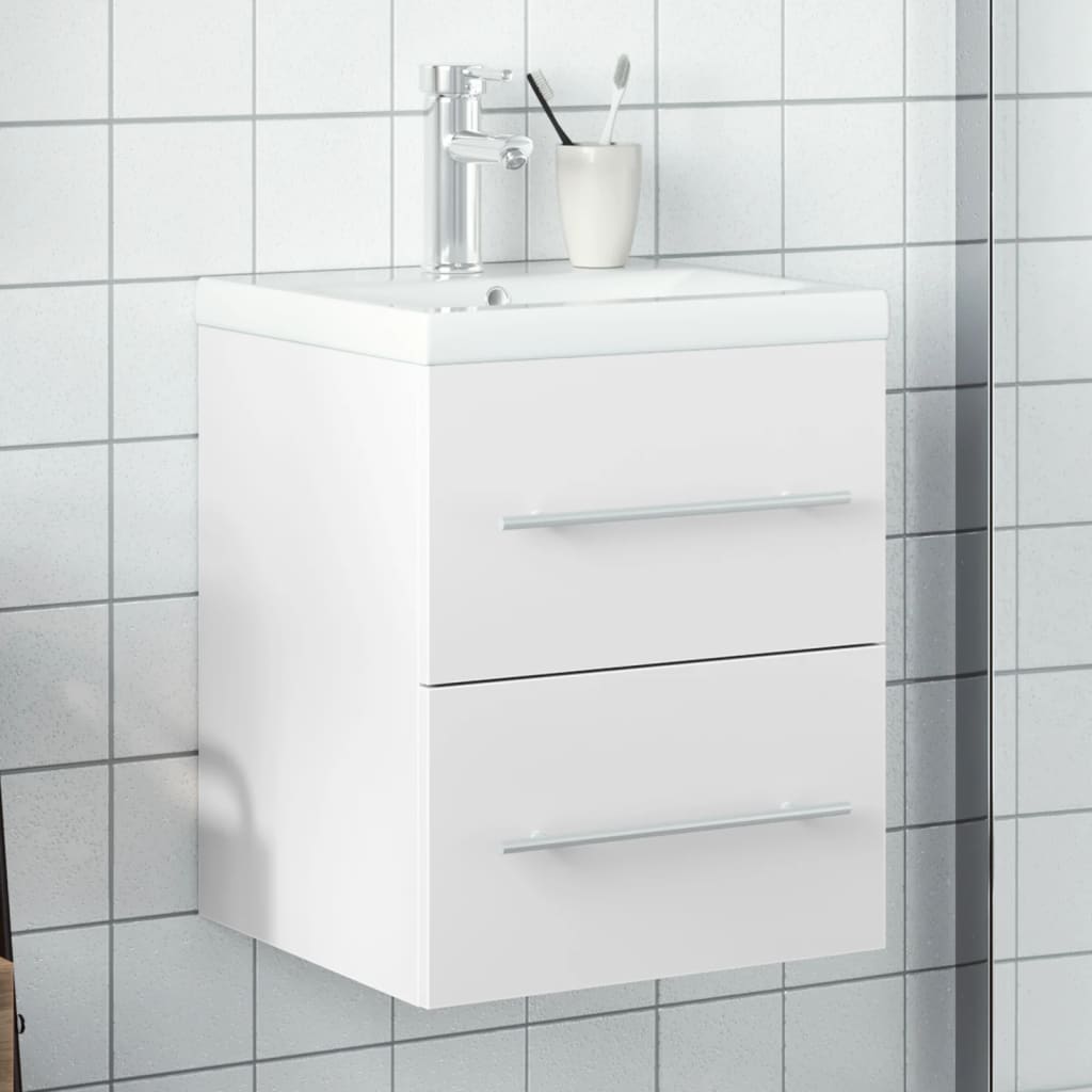 Washbasin Cabinet with Built in Basin White