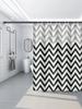 Modern Chevron Shower Curtain - Black & White Waterproof Peva Bathroom Decor