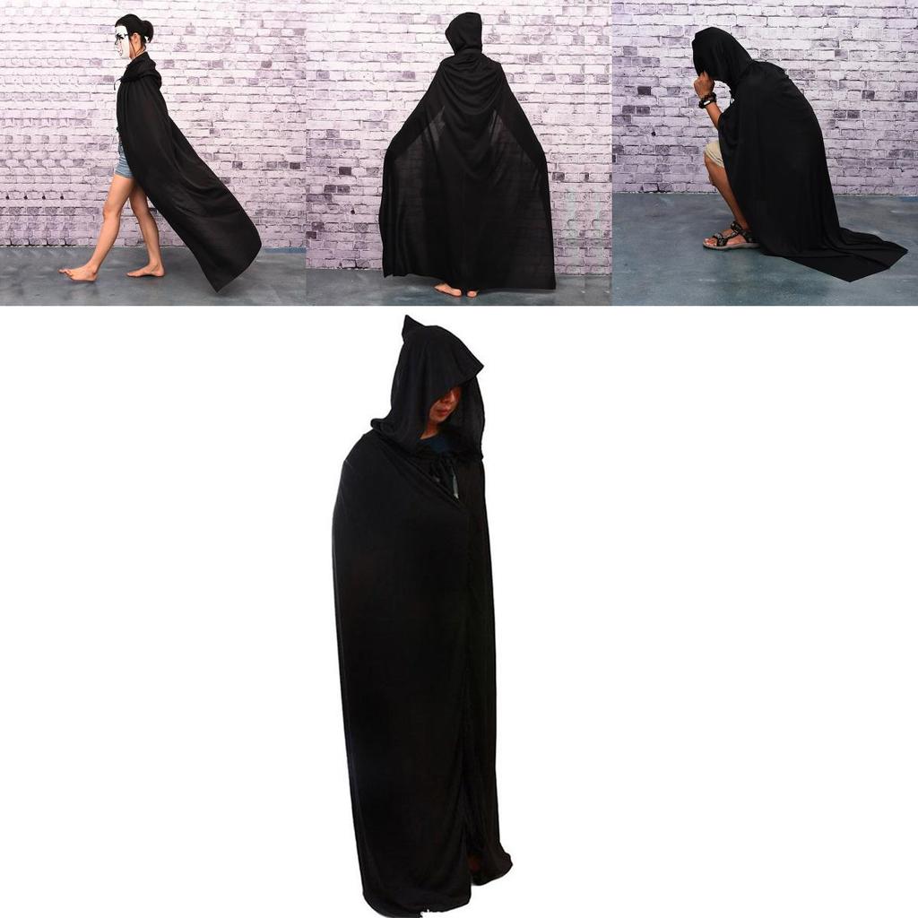 Mantello di Halloween Cosplay Mietitore Vampiro Strega Mago Veste Festa Adulti Bambini Mantello Nero Mantello