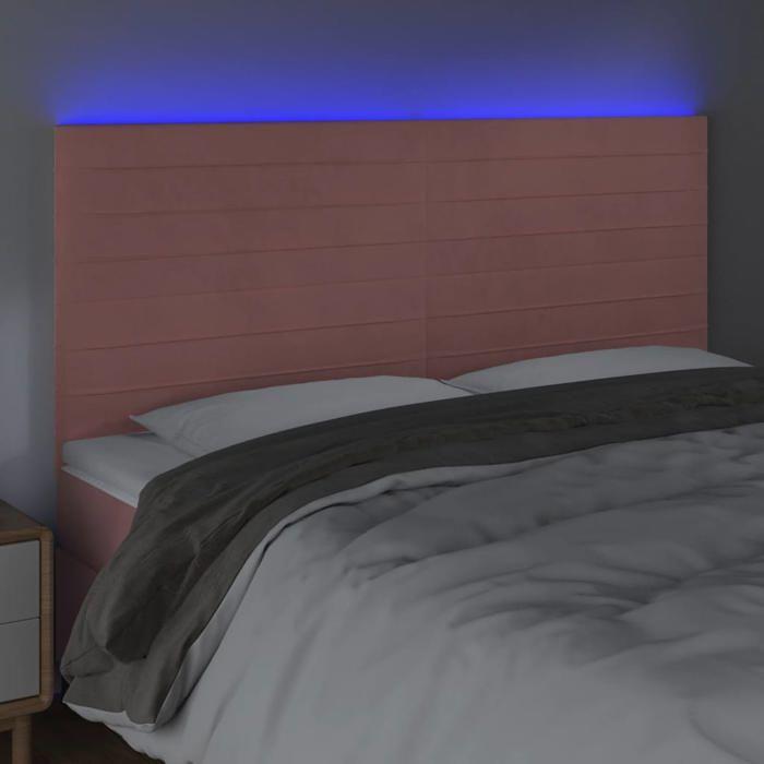 VidaXL Tête de Lit à LED Meuble de Chambre à Coucher Accessoire de Lit Double Tête de Cadre de Lit Intérieur Rose 3122635