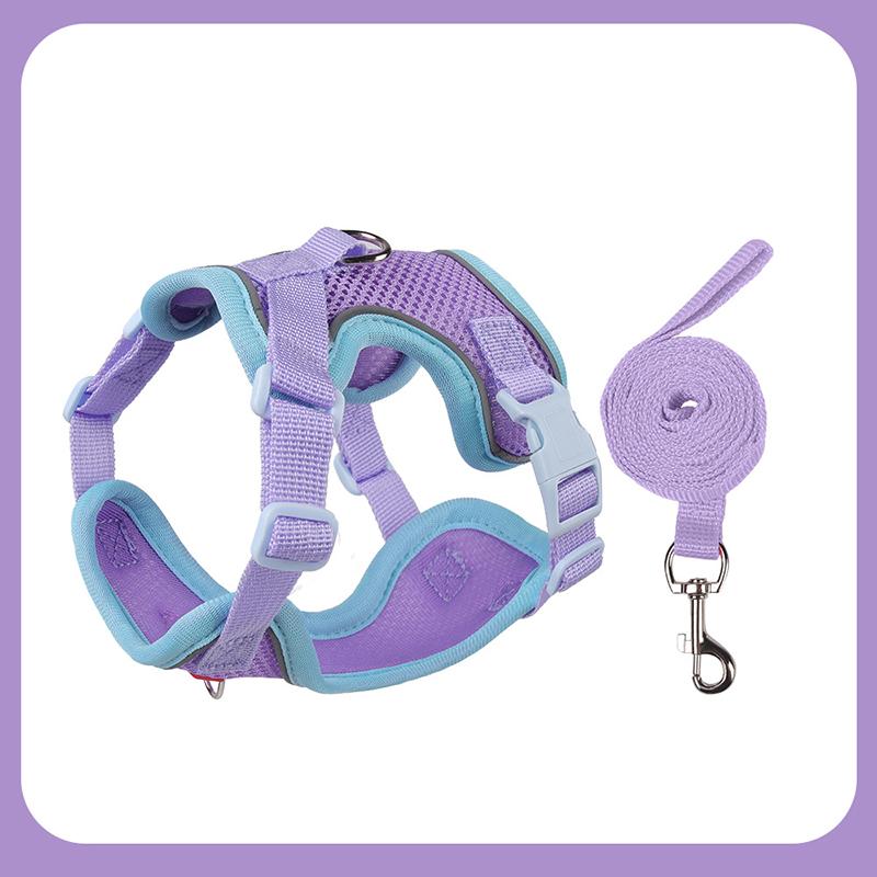 Dog Puppy Walking Leash Supplies Dog Chest Strap Harness Adjustable Walking Leash With 1 Pcs Color Matching Traction Rope S