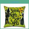 Luxurious Halloween Linen Pillow Case With Pumpkin And Ghost Pattern For Festive Decor