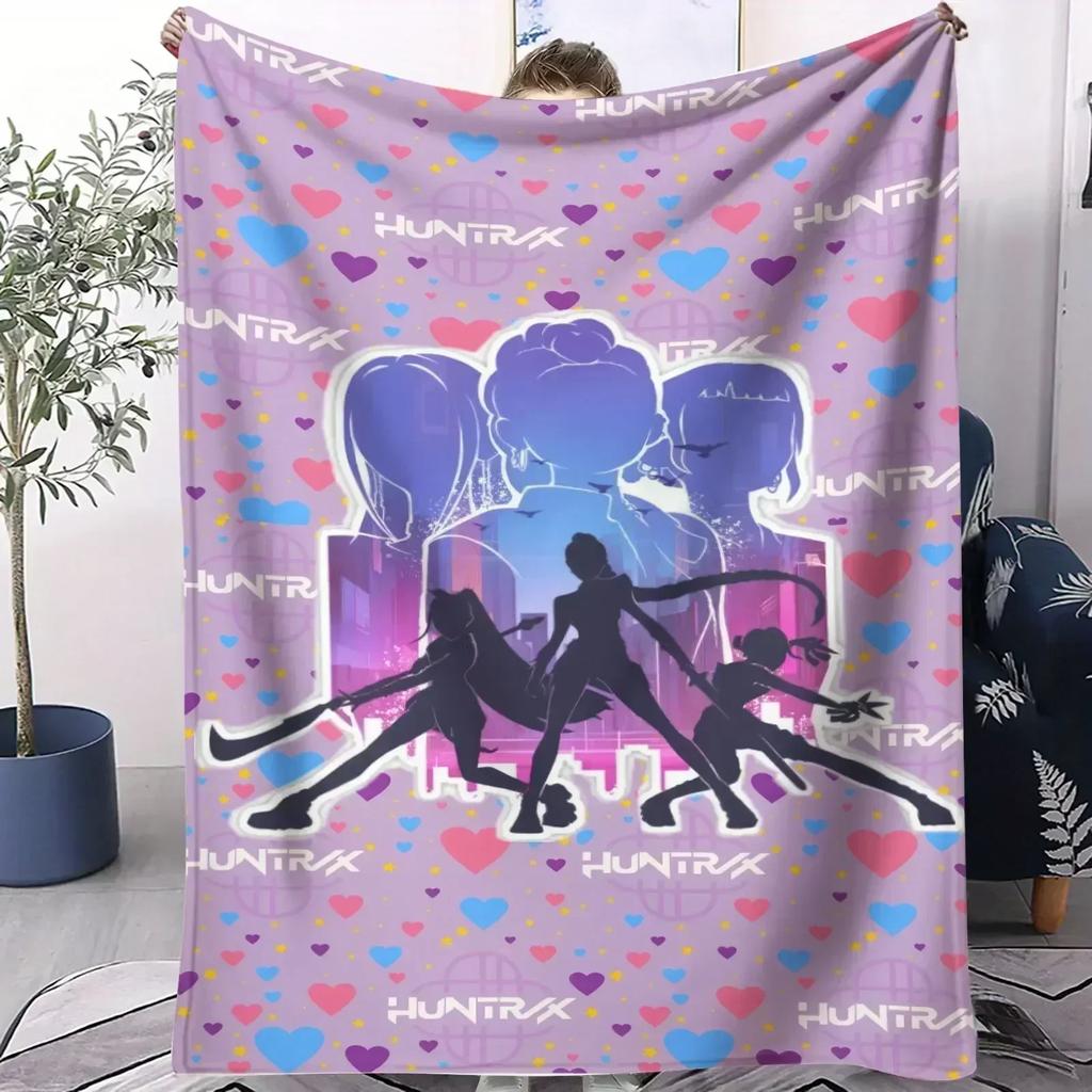 K-Pop Demon Huntrix Blanket Hot Anime Soft Warm Flannel Throw Travel Camping Sofa Bed Cover Living Room Decor Anime Fans Gift