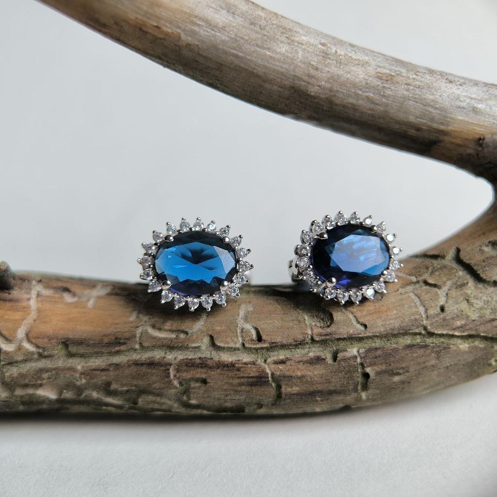 Silver Earrings with Nano Sapphire (2189145)