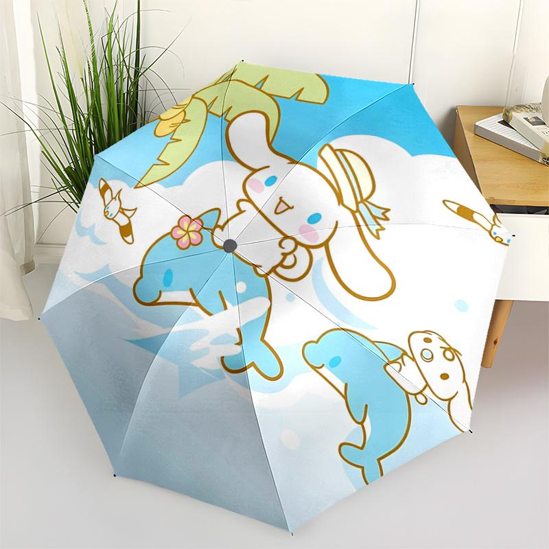 

1pc My Melody Beach Adventure Automatic Folding Umbrella - Portable Tri-Fold Design with 8-Rib Iron Frame, Perfect for Fans, Travelers, Daily Use, and