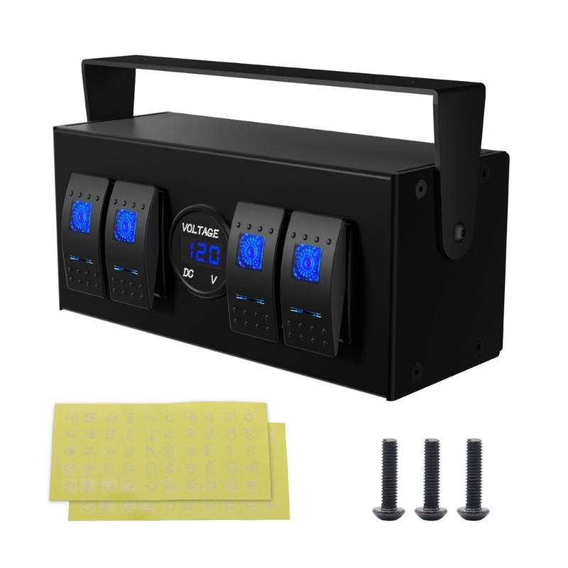 Convenient 4 Gang Rockers Toggle Switches Box with USB Charging Ports for Boats
