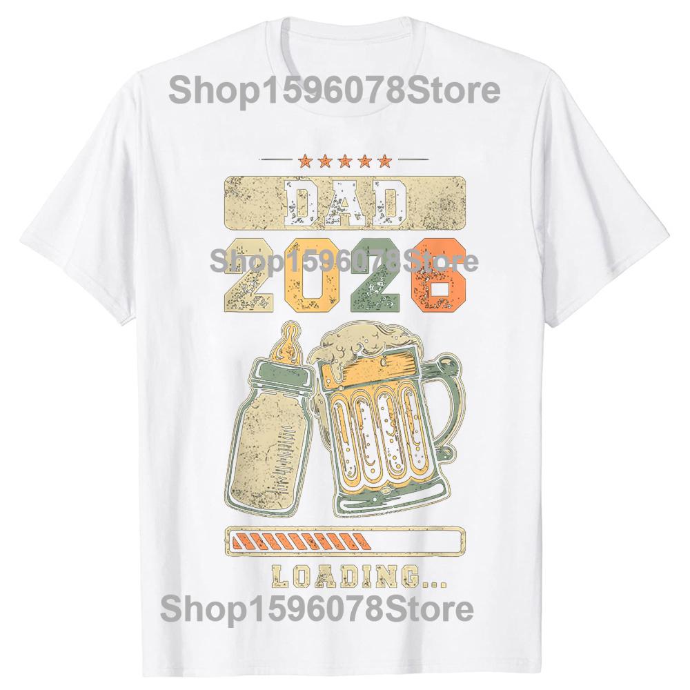 Funny Dad To Be 2026 Loading New Dad Est 2026 Daddy To Be TShirt Summer Men T Shirts Cotton Short Sleeve Oversized Tops