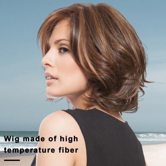 

Женские короткие вьющиеся парики с частичной прической, естественный вид, парики из высокотемпературного шелкового волоса, долговечный модный пушистый парик коричневого цвета коричневый