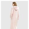 Ladies Hooded Dressing Gown Bath Robe Warm Soft Womens Fleece Zip Up Long Robes