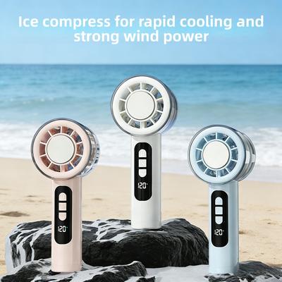High-speed Digital Handheld Small Fan, USB Charging Portable Electric Fan, Gift for Students, Semiconductor Ice Pack Small Fan