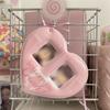 Portable Pink Card Case Heart-shaped Double-Grid Photos Protective Cover Bag Pendant Keychain Photo Card Holder