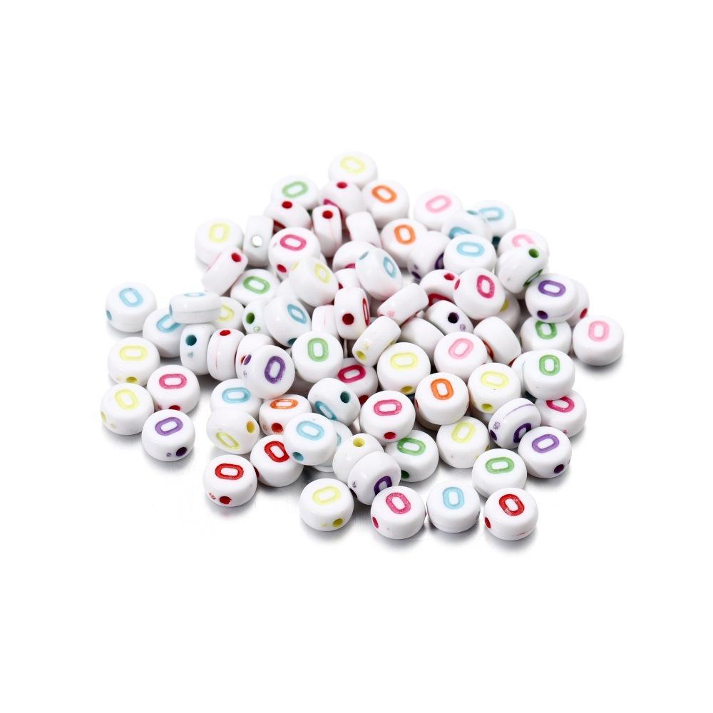 Color Letter Beads On White Background Acrylic English Letter Beads Plastic Round Bracelet Beads 26 Single Letter D