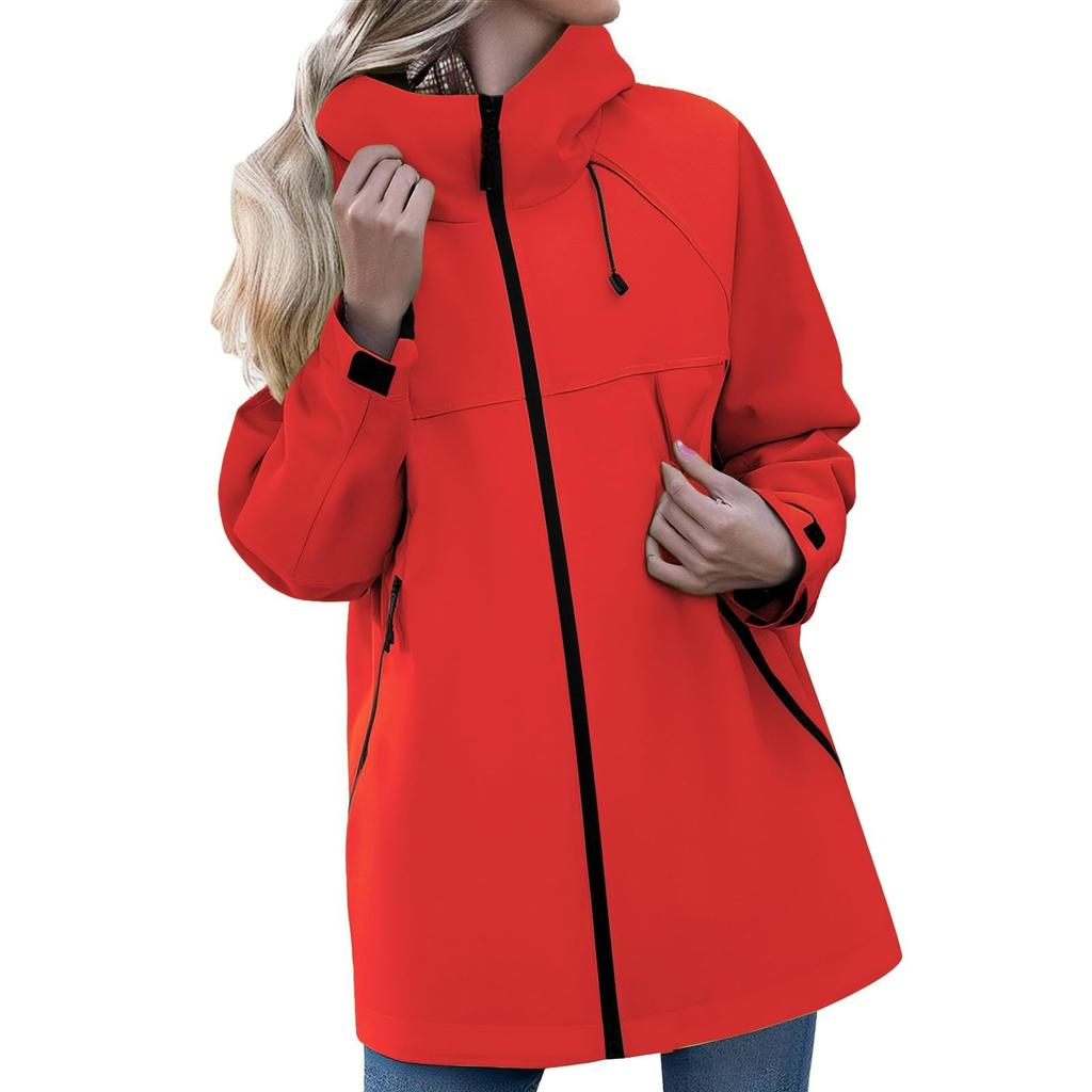 Women's Solid Color Long Sleeved Hooded Outdoor Suit Windproof And Waterproof Thin Jacket