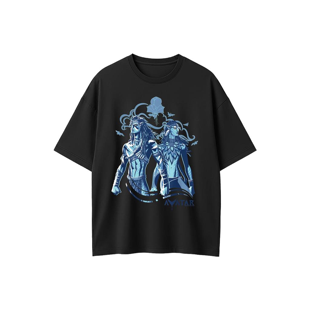 2025 Fire and Ash Jake Sully und Neytiri stehen zusammen T-Shirt Avatar Jake Sully Neytiri Fire and Ash Baumwolle Bedrucktes T-Shirt