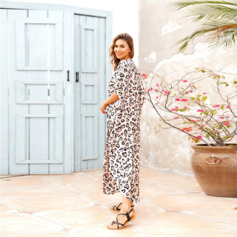 2022 Casual Bikini Cover-ups Blaue Tunika Sexy Gestreifte Vorne Offen Sommer Strand Kleid Elegante Frauen Strand Tragen Badeanzug cover Up Q1097