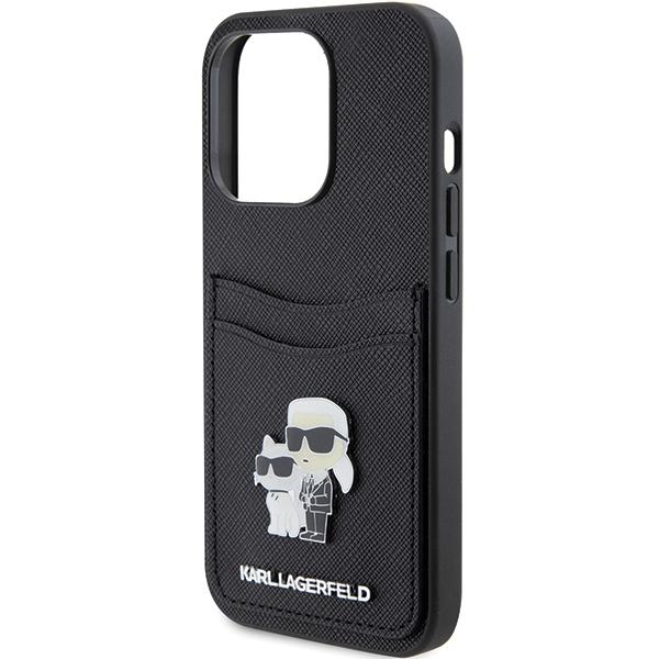 Karl Lagerfeld Klhcp15Lsapkcnpk Iphone 15 Pro 6.1 Czarny/Black Hardcase Saffiano Cardslot Karl&Choupette Metal Pin