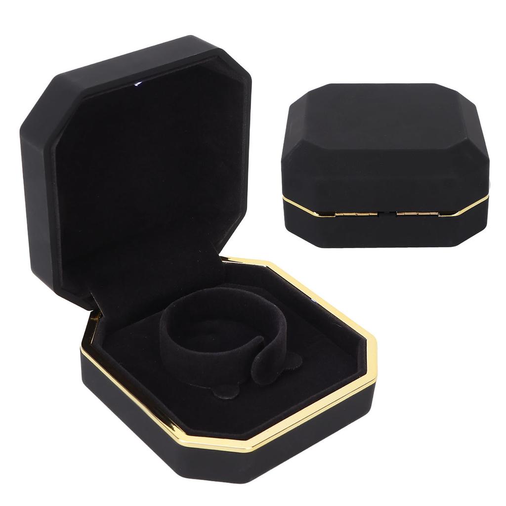 Exquisite Bracelet Gift Box Portable Jewelry Storage Display Case with Light for Marriage ProposalBlack