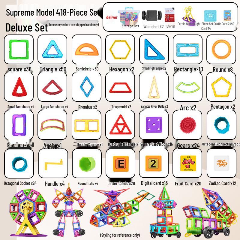 Large Magnetic Building Tiles Set for Kids - Educational Suction Magnet Blocks