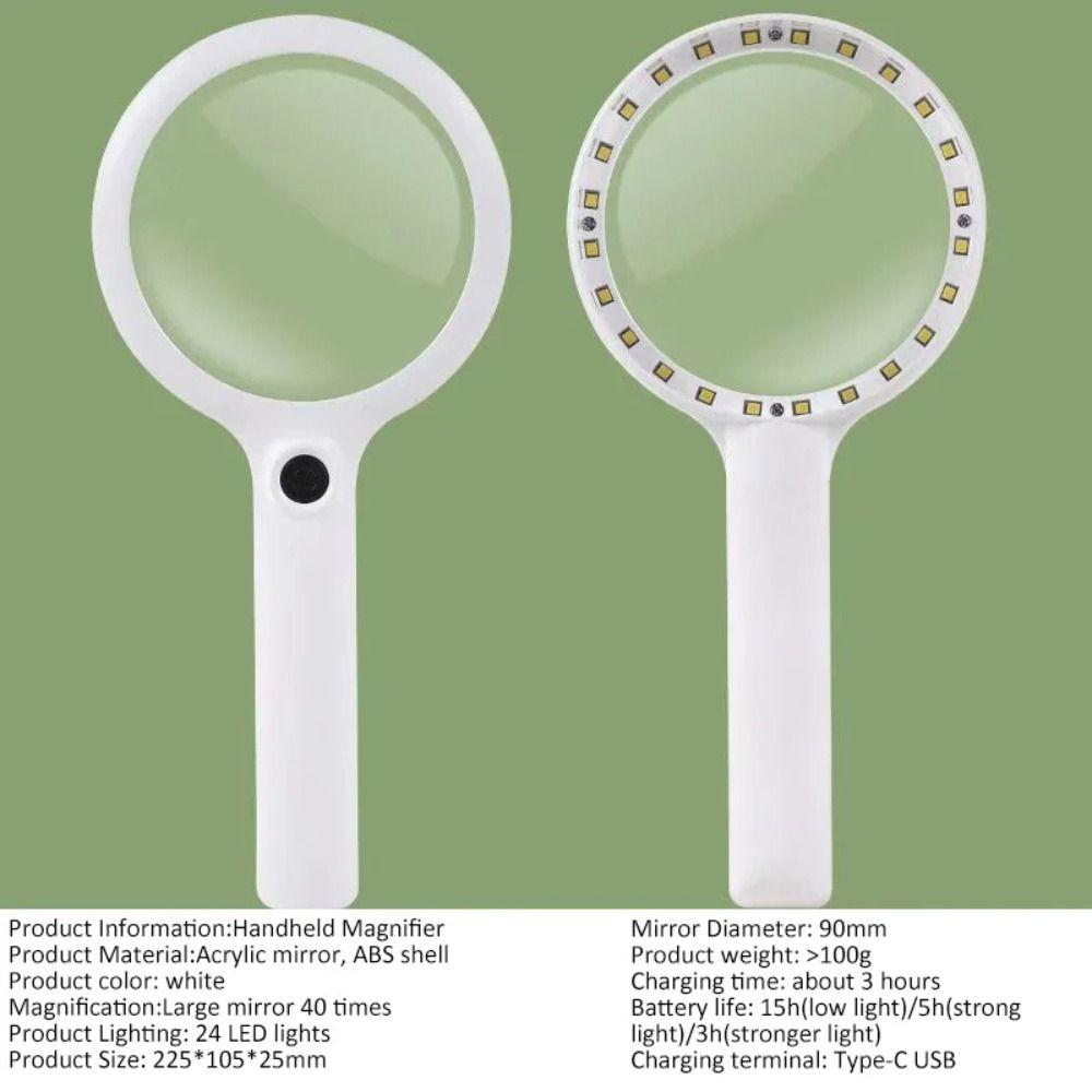 40/30/20X Magnifying Glasses Durable Handheld Microscope LED Lighted Magnifier  for Kid Elder