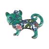 Cute Cat Enamel Pin Green Eyes Rhinestone Brooch Exquisite Cat Kitty Badge  Gift
