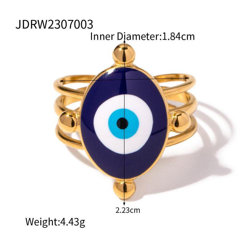 European and American Fashion Devil's Eye Titanium Steel Plated 18K Gold Ring Niche Original Design High-End Jewelry That Does Not Fade