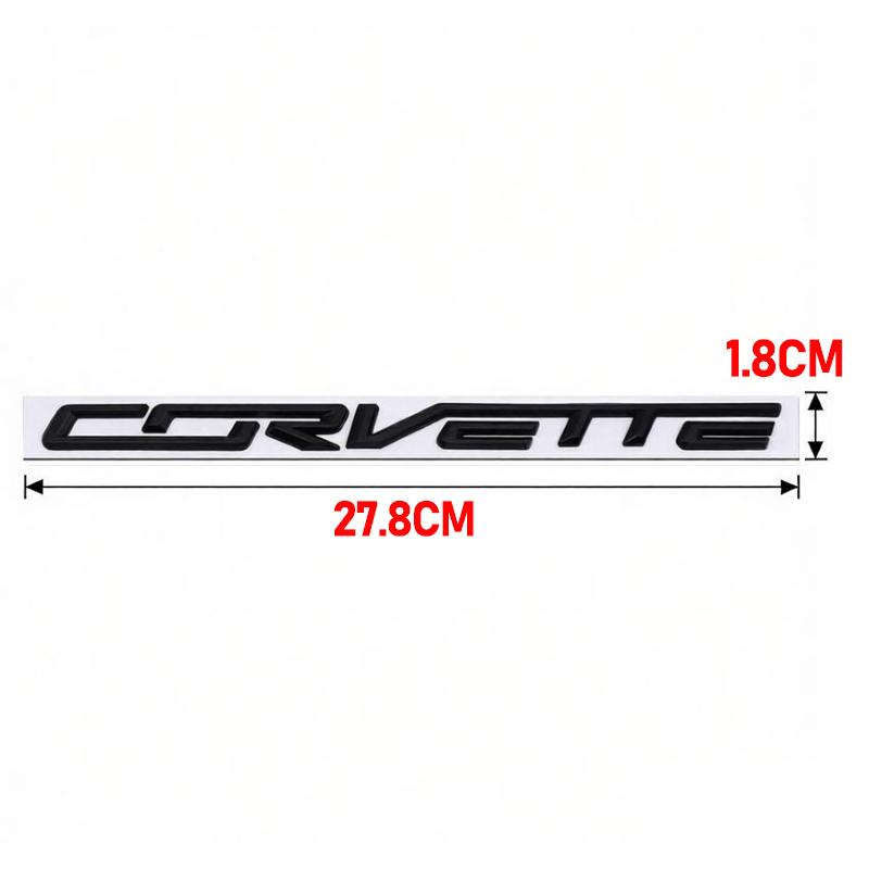 For Chevrolet Corvette Logo Tail Badge Metal Modified English Letter Label 3D Sticker 27.8x1.8cm Auto Rear Emblem Decoration
