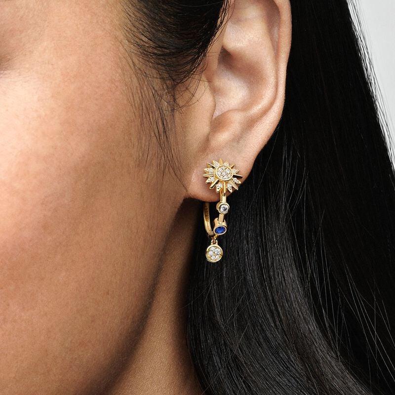 Copper Exquisite Sun & Moon Earrings Women Jewelry Luxury Gifts Original Design Lnfinity Heart Stud Earrings Fashion Jewelry