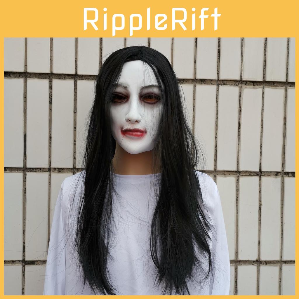 Latex Ghost Female Mask With Long Hair Design For Halloween And House Haunted