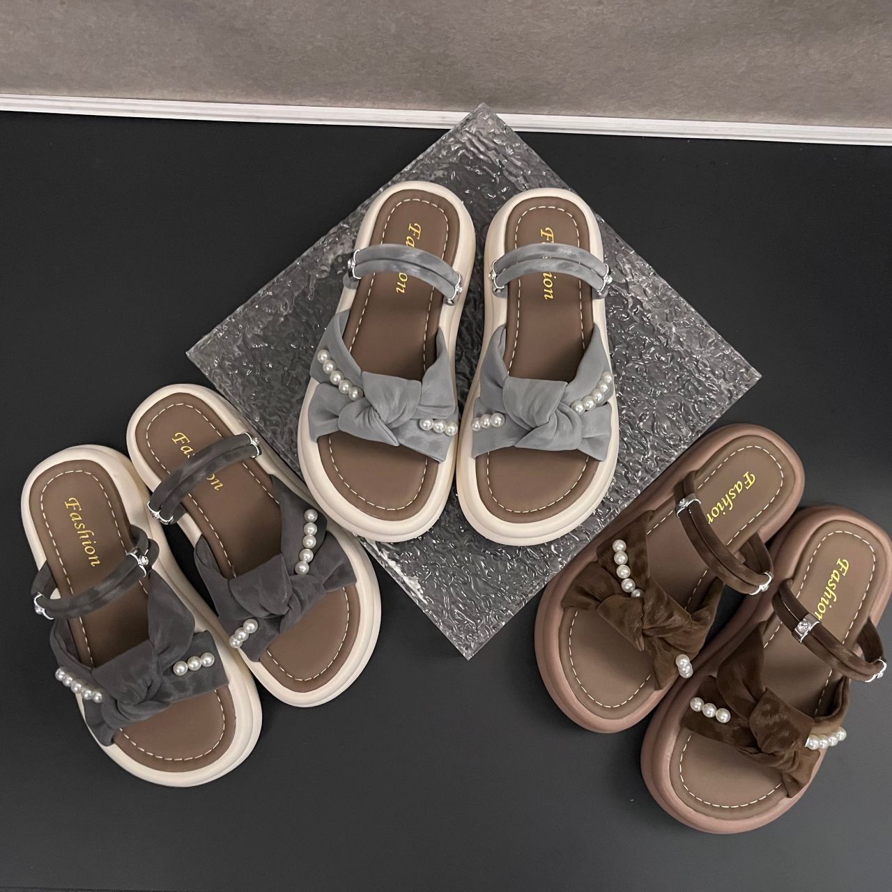 

With skirt style with pearl cross, new fairy fashion sandals, platform cool slippers, female summer wear 35