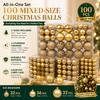 PVC Christmas Ornament Ball Set, 100pcs, Mixed Sizes