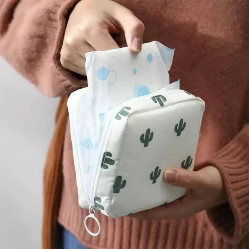 Women Coin Purse Sanitary Napkin Storage Bag Cartoon Waterproof Nursing Pad Bag Portable Large Capacity Menstrual Packet
