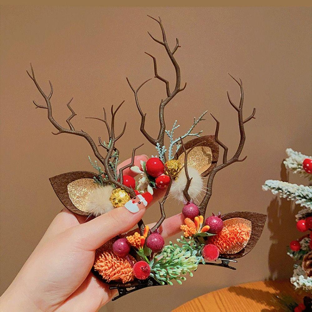 Merry Christmas Decor Children Deer Antler Hair Clip Elk Hair Clip Christmas Costume Dress Up