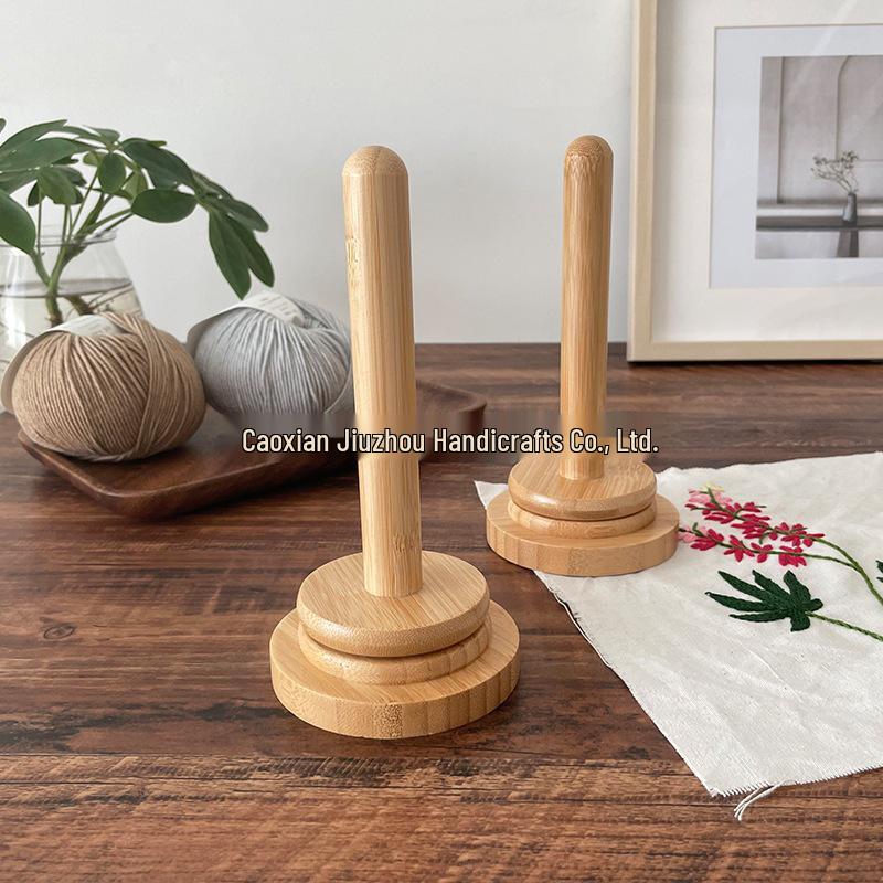 Wooden Rotating Yarn Holder - Simple Style Spool Storage Rack Multi-purpose