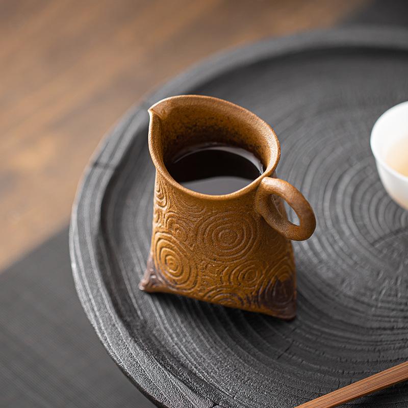 Chinese Coarse Pottery Tea Pitcher Handmade Sauce Glazed Cha Hai Household Justice Cup Dahongpao Chinese Tea Set Equipment