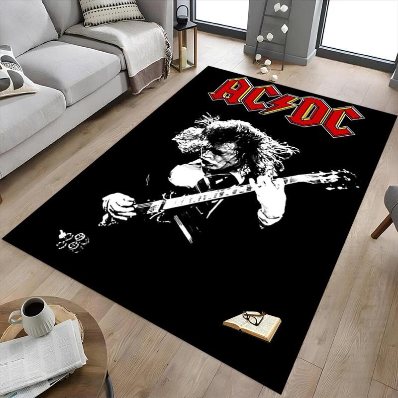 1pc AC/DC Guitar Home Office, Durable Polyester Floor Mat with Easy, Office Decor, Urban Style, Nonslip Backing