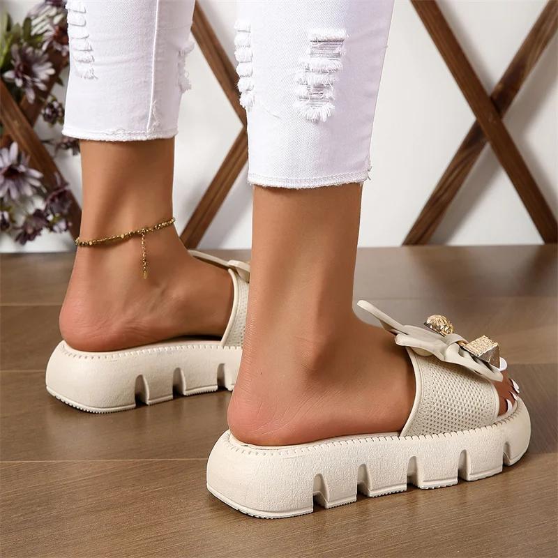 Summer New Fashion Casual Wear-resistant Elegant Solid  Women's Shoes Thick Sole Solid Color Beach Sandals Women's Shoes