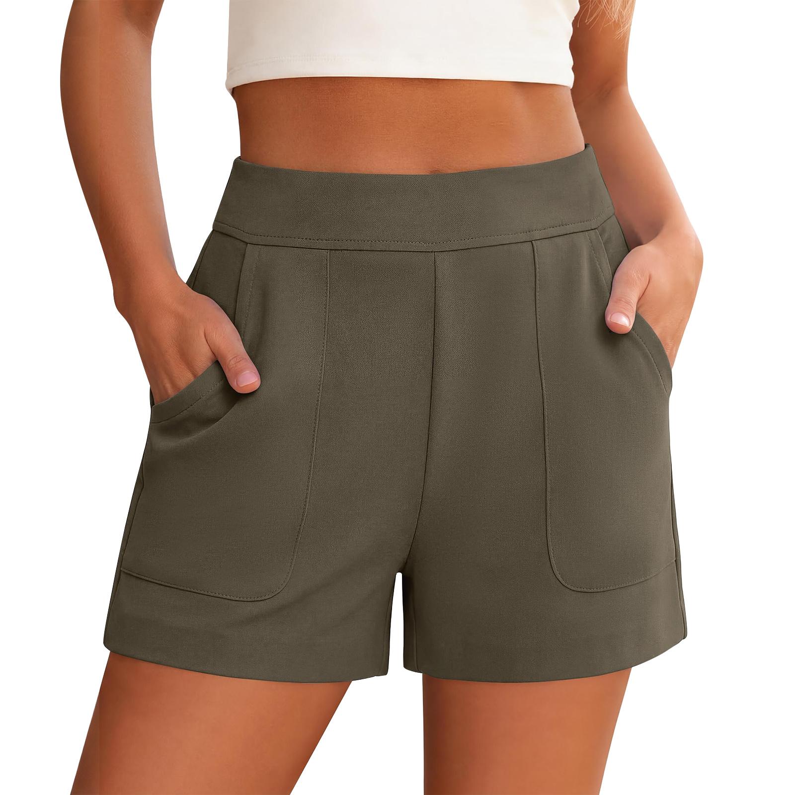 

Women Summer Casual Elastic Waistband Lounge Shorts with Pockets Comfortable High Waist Relaxed Fit Soft Fabric M