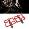 Road Mountain Bike Pedals 3 Bearings Bicycle Pedals Lightweight Bicycle Platform Pedals with Anti Skid Nails Aluminum Alloy Carbon Fiber Red