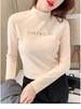 Women's Velvet Semi-High Neck Thickened Base Layer Top for Autumn and Winter
