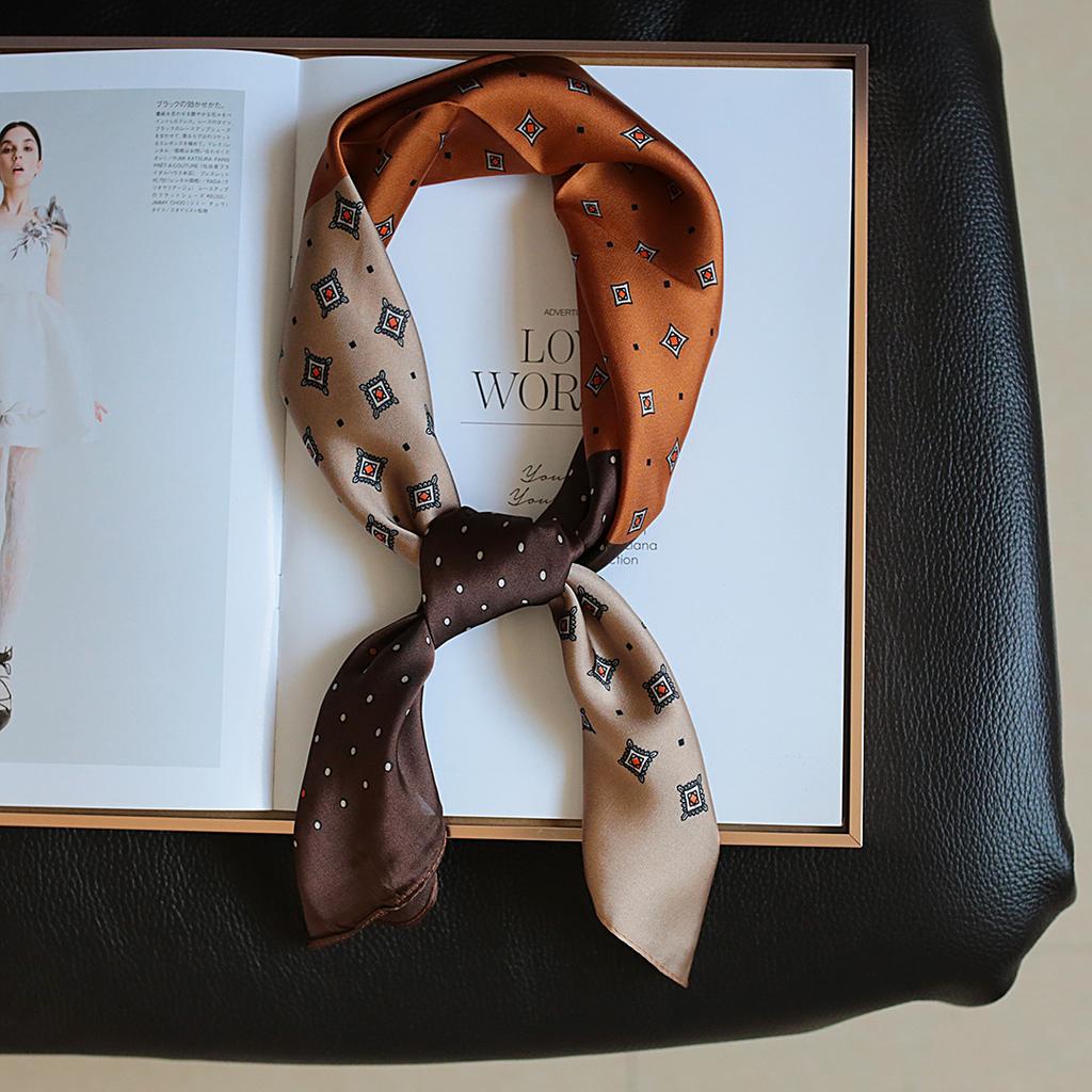 Fashionable Silk-Like Square Scarf Lightweight Stylish Versatile For Women Spring Autumn Casual Wear Neutral Colors Multi-Purpose Accessory