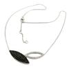 Les Trésors De Lily [P6896] - Silver Necklace 'Sissi' Black White Silver (rhodium-plated) - 35x10 Mm