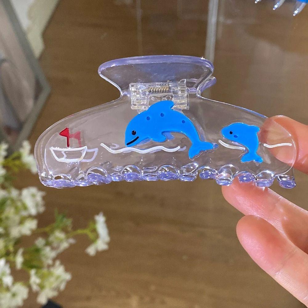 Cartoon Ocean Style Fish Hair Claw Starfish Fish Shape Grab Clip Acetate Shark Clip Headwear